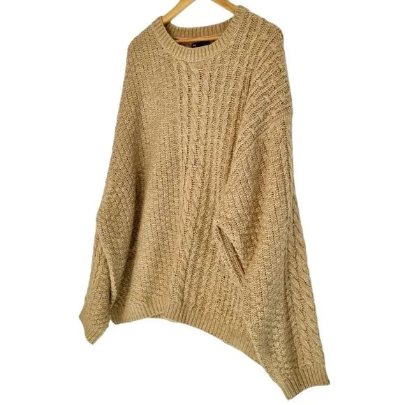 ASOS Tan Brown Chunky Waffle / Cable Knit Oversize Relaxed Soft Jumper Size 2XL - Picture 3 of 7